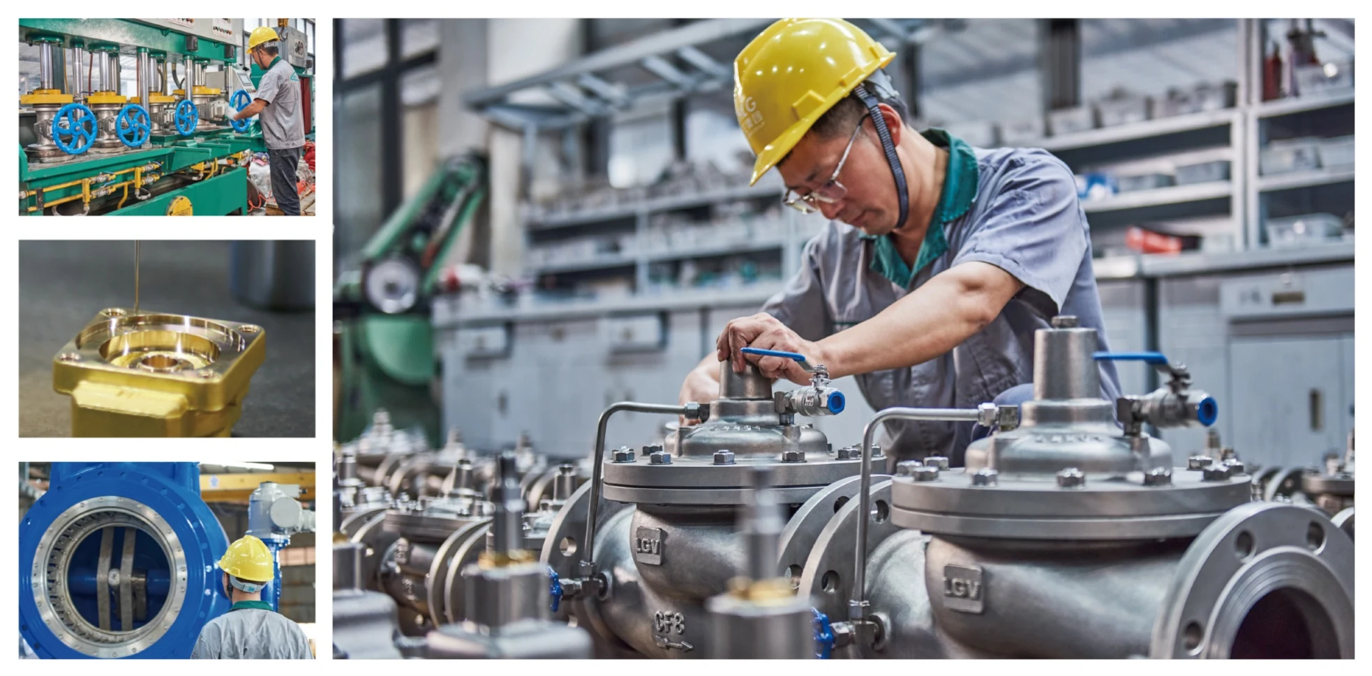 Technician assembling industrial valves in the Lianggong workshop